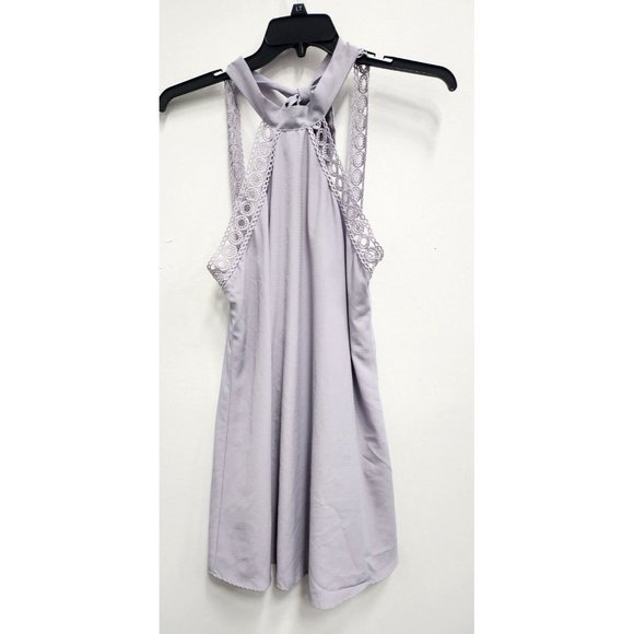 Lulus Womens Any Sway Shape or Form Mini Dress Size Medium Purple Lace Halter - Picture 2 of 10